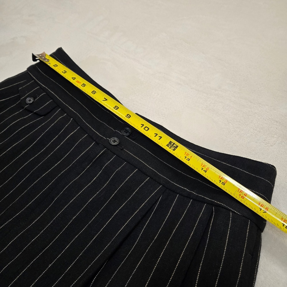 Lauren Ralph Lauren Womens Black Pinstripe Linen Blend Pleated Shorts Size 12 - Picture 3 of 12